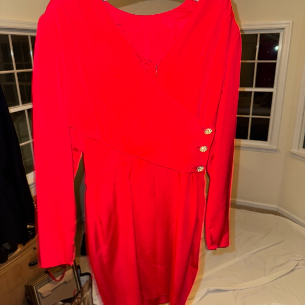 Dior Vibrant Red Long Sleeve Dress